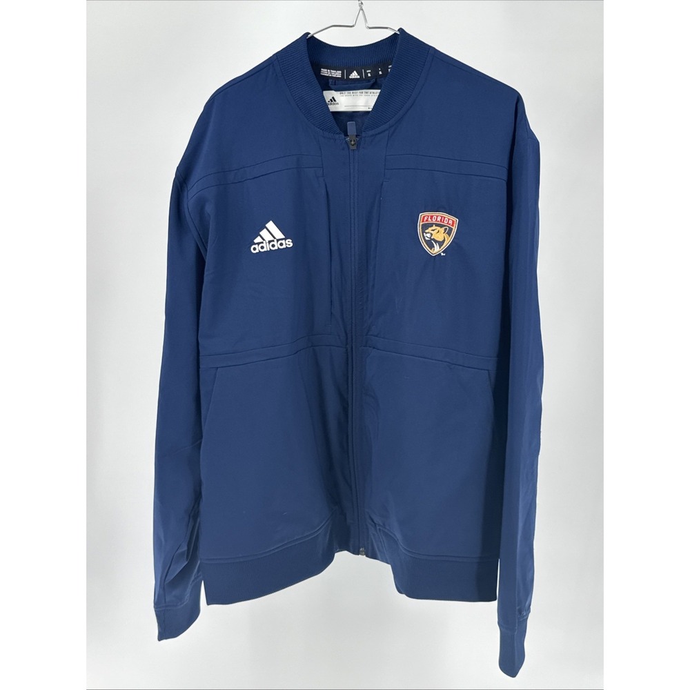 Adidas Florida Panthers Team Issued Full Zip Jacket Navy Blue Size XL NHL Hockey